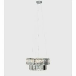 MINISUN Elegant 5 Way Tiered Chrome & Clear Crystal Ceiling Light Pendant Fitting - No Bulb -MINISUN Shop 10104194 2