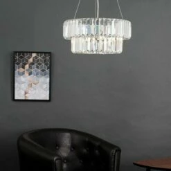 MINISUN Elegant 5 Way Tiered Chrome & Clear Crystal Ceiling Light Pendant Fitting - No Bulb -MINISUN Shop 10104194 3