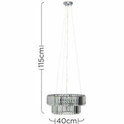 MINISUN Elegant 5 Way Tiered Chrome & Clear Crystal Ceiling Light Pendant Fitting - No Bulb -MINISUN Shop 10104194 4