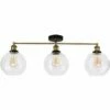 MINISUN 3 Way Black & Gold Ceiling Light With Clear Glass Globe Shades - No Bulbs -MINISUN Shop 10387961 1