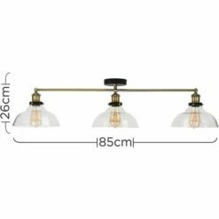 MINISUN 3 Way Black & Gold Ceiling Light With Wide Clear Glass Light Shades - No Bulb -MINISUN Shop 10388687 4