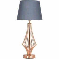 MINISUN 54cm Copper Metal Geometric Diamond Table Lamp + 6W LED GLS Bulb Warm White - Grey