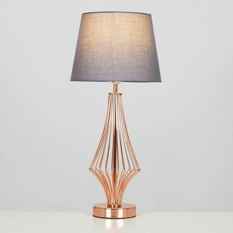 MINISUN 54cm Copper Metal Geometric Diamond Table Lamp + 6W LED GLS Bulb Warm White - Grey MINISUN 54cm Copper Metal Geometric Diamond Table Lamp + 6W LED GLS Bulb Warm White - Grey -MINISUN Shop 10388926 2