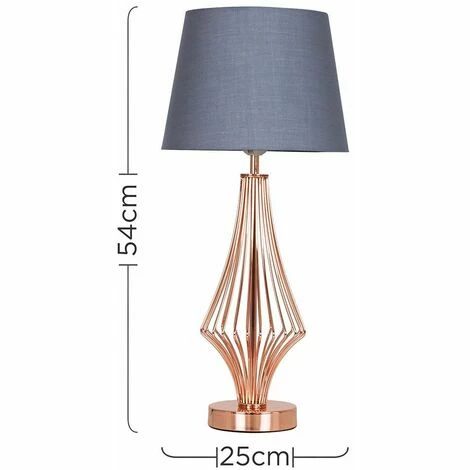 MINISUN 54cm Copper Metal Geometric Diamond Table Lamp + 6W LED GLS Bulb Warm White - Grey MINISUN 54cm Copper Metal Geometric Diamond Table Lamp + 6W LED GLS Bulb Warm White - Grey -MINISUN Shop 10388926 4