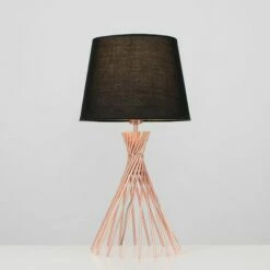MINISUN Copper Metal Twist Table Lamp With Tapered Shade - Black -MINISUN Shop 10388977 2