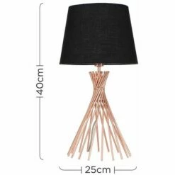 MINISUN Copper Metal Twist Table Lamp With Tapered Shade - Black -MINISUN Shop 10388977 4