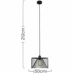 MINISUN Matt Black Ceiling Lampholder + Black Wire Shade - No Bulb -MINISUN Shop 10389040 4
