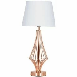 MINISUN 54cm Copper Metal Geometric Diamond Table Lamp - White
