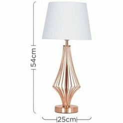 MINISUN 54cm Copper Metal Geometric Diamond Table Lamp - White -MINISUN Shop 10389053 3