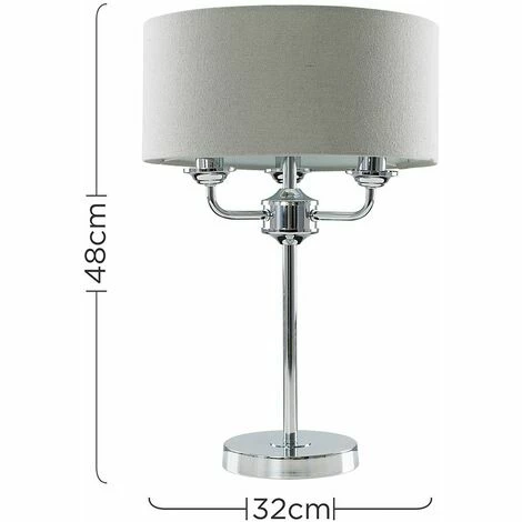 MINISUN 2 x Chrome 3 Way Multi Arm Table Lamps with Grey Linen Slimline Shades - No Bulb MINISUN 2 X Chrome 3 Way Multi Arm Table Lamps With Grey Linen Slimline Shades - No Bulb -MINISUN Shop 10611145 4