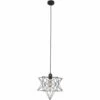 MINISUN Matt Black Ceiling Pendant Light + Geometric Star Shade & 4W LED Filament Bulb - Black -MINISUN Shop 10611255 1