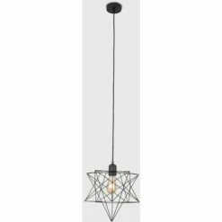MINISUN Matt Black Ceiling Pendant Light + Geometric Star Shade & 4W LED Filament Bulb - Black -MINISUN Shop 10611255 2