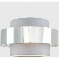 MINISUN Matildo Easy Fit Ceiling Pendant Light Shades - Grey & Chrome - Including LED Bulb -MINISUN Shop 10640057 2
