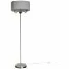 MINISUN 3 Way Chrome Floor Lamp Grey Linen Shade - No Bulb -MINISUN Shop 10753056 1