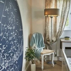 MINISUN 3 Way Chrome Floor Lamp Grey Linen Shade - No Bulb -MINISUN Shop 10753056 3