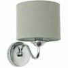MINISUN LED Wall Light Chrome Curved Arm Grey Linen Shade - No Bulb -MINISUN Shop 10753076 1