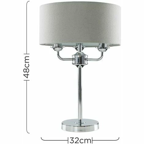MINISUN Chrome Base 3 Way Table Lamp Grey Linen Lampshade LED - No Bulb MINISUN Chrome Base 3 Way Table Lamp Grey Linen Lampshade LED - No Bulb -MINISUN Shop 10753080 4