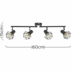 MINISUN Grey 4 Way Spot Light Bar Ceiling Light Metal Shades - No Bulb -MINISUN Shop 10755965 4