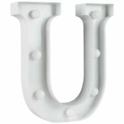 MINISUN Novelty White Metal Carnival Alphabet Letters Warm White Lights Led - U