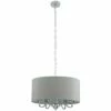 MINISUN Chrome Suspended 5 Way Ceiling Light Slimline Grey Linen Shade - No Bulbs -MINISUN Shop 13704983 1