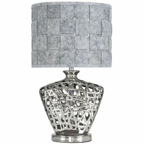 MINISUN Silver Lattice Vase Table Lamp + Grey Felt Weave Light Shade + 4W LED Golfball Bulb Warm White MINISUN Silver Lattice Vase Table Lamp + Grey Felt Weave Light Shade + 4W LED Golfball Bulb Warm White -MINISUN Shop 13722587 1