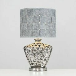 MINISUN Silver Lattice Vase Table Lamp + Grey Felt Weave Light Shade + 4W LED Golfball Bulb Warm White 3 MINISUN Silver Lattice Vase Table Lamp + Grey Felt Weave Light Shade + 4W LED Golfball Bulb Warm White -MINISUN Shop 13722587 2