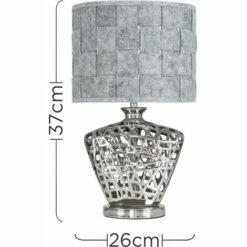 MINISUN Silver Lattice Vase Table Lamp + Grey Felt Weave Light Shade + 4W LED Golfball Bulb Warm White 5 MINISUN Silver Lattice Vase Table Lamp + Grey Felt Weave Light Shade + 4W LED Golfball Bulb Warm White -MINISUN Shop 13722587 4