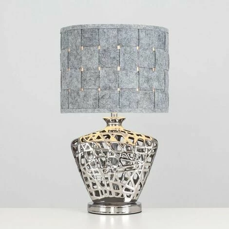 MINISUN Silver Lattice Vase Table Lamp + Grey Felt Weave Light Shade MINISUN Silver Lattice Vase Table Lamp + Grey Felt Weave Light Shade -MINISUN Shop 13722591 2