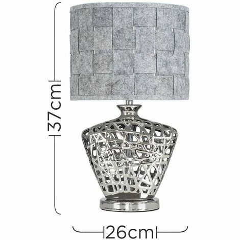 MINISUN Silver Lattice Vase Table Lamp + Grey Felt Weave Light Shade MINISUN Silver Lattice Vase Table Lamp + Grey Felt Weave Light Shade -MINISUN Shop 13722591 4