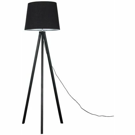 MINISUN Floor Lamp Modern Wooden Tripod Light in Black with Tapered Shade - Black MINISUN Floor Lamp Modern Wooden Tripod Light In Black With Tapered Shade - Black -MINISUN Shop 13722659 1