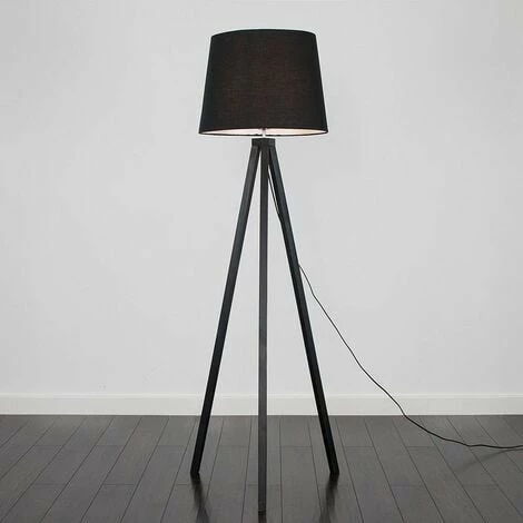 MINISUN Floor Lamp Modern Wooden Tripod Light in Black with Tapered Shade - Black MINISUN Floor Lamp Modern Wooden Tripod Light In Black With Tapered Shade - Black -MINISUN Shop 13722659 2