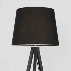 MINISUN Floor Lamp Modern Wooden Tripod Light In Black With Tapered Shade - Black 4 MINISUN Floor Lamp Modern Wooden Tripod Light In Black With Tapered Shade - Black -MINISUN Shop 13722659 3