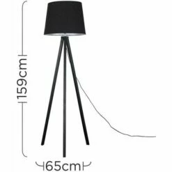 MINISUN Floor Lamp Modern Wooden Tripod Light In Black With Tapered Shade - Black 5 MINISUN Floor Lamp Modern Wooden Tripod Light In Black With Tapered Shade - Black -MINISUN Shop 13722659 4