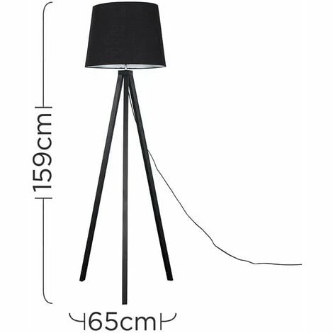 MINISUN Floor Lamp Modern Wooden Tripod Light in Black with Tapered Shade - Black MINISUN Floor Lamp Modern Wooden Tripod Light In Black With Tapered Shade - Black -MINISUN Shop 13722659 4