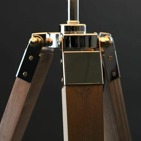 MINISUN 2 x Wood & Chrome Tripod Table Lamps With White Light Shades & 6W GLS LED Bulbs - Beige MINISUN 2 X Wood & Chrome Tripod Table Lamps With White Light Shades & 6W GLS LED Bulbs - Beige -MINISUN Shop 13722667 3