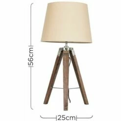 MINISUN 2 X Wood & Chrome Tripod Table Lamps With White Light Shades & 6W GLS LED Bulbs - Beige 5 MINISUN 2 X Wood & Chrome Tripod Table Lamps With White Light Shades & 6W GLS LED Bulbs - Beige -MINISUN Shop 13722667 4