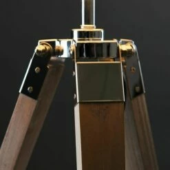 MINISUN 2 X Wood & Chrome Tripod Table Lamps With White Light Shades - Beige 4 MINISUN 2 X Wood & Chrome Tripod Table Lamps With White Light Shades - Beige -MINISUN Shop 13722669 3