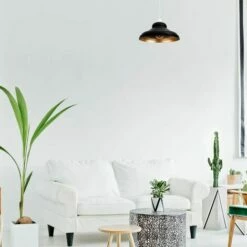 MINISUN Black & Gold Metal Easy Fit Ceiling Pendant Lamp Shade + 6W LED Filament GLS Bulb - Warm White -MINISUN Shop 13722746 3