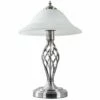 MiniSun - Barley Twist Table Lamp With A Frosted Alabaster Shade + 6W LED ES E27 Bulb - Brushed Chrome -MINISUN Shop 13722748 1