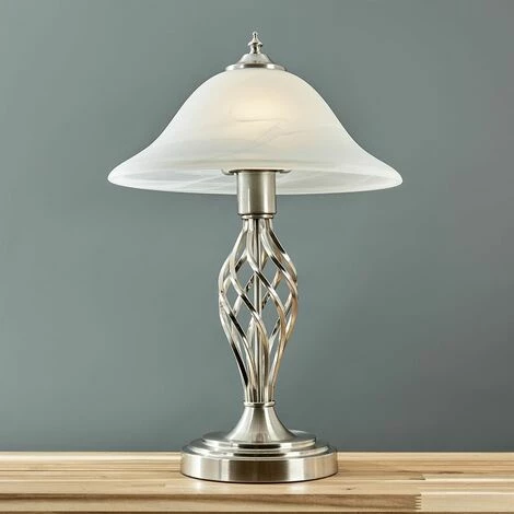 MiniSun - Barley Twist Table Lamp with a Frosted Alabaster Shade + 6W LED ES E27 Bulb - Brushed Chrome MiniSun - Barley Twist Table Lamp With A Frosted Alabaster Shade + 6W LED ES E27 Bulb - Brushed Chrome -MINISUN Shop 13722748 2