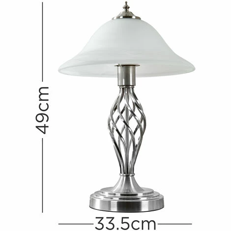 MiniSun - Barley Twist Table Lamp with a Frosted Alabaster Shade + 6W LED ES E27 Bulb - Brushed Chrome MiniSun - Barley Twist Table Lamp With A Frosted Alabaster Shade + 6W LED ES E27 Bulb - Brushed Chrome -MINISUN Shop 13722748 4