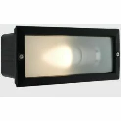 MINISUN Outdoor Black & Frosted Glass Brick Light - Ip54 + 4W LED ES E27 Bulb -MINISUN Shop 13722755 2