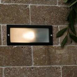 MINISUN Outdoor Black & Frosted Glass Brick Light - Ip54 + 4W LED ES E27 Bulb -MINISUN Shop 13722755 3