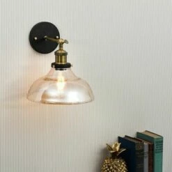 MINISUN 2 X Black / Gold Wall Light Fittings + Glass Wide Shade 4 MINISUN 2 X Black / Gold Wall Light Fittings + Glass Wide Shade -MINISUN Shop 13722780 3