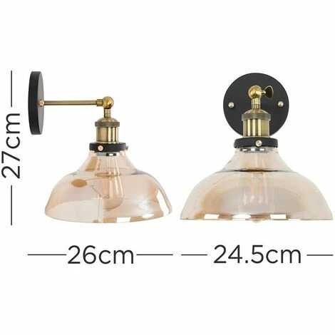 MINISUN 2 x Black / Gold Wall Light Fittings + Glass Wide Shade MINISUN 2 X Black / Gold Wall Light Fittings + Glass Wide Shade -MINISUN Shop 13722780 4
