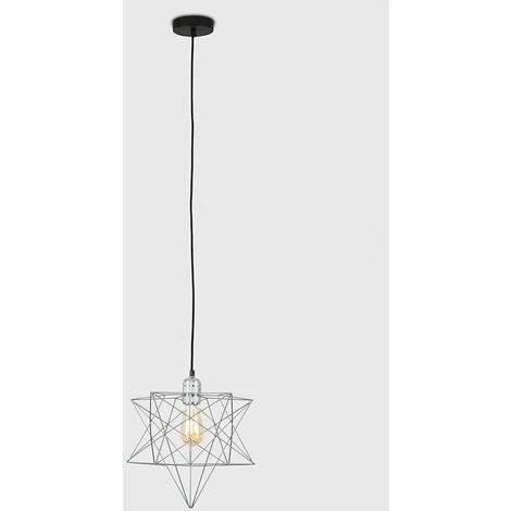 MINISUN Chrome Ceiling Pendant Light + Geometric Star Shade & 4W Filament LED Bulb - Grey MINISUN Chrome Ceiling Pendant Light + Geometric Star Shade & 4W Filament LED Bulb - Grey -MINISUN Shop 13731982 2