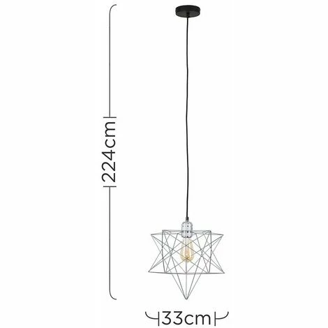 MINISUN Chrome Ceiling Pendant Light + Geometric Star Shade & 4W Filament LED Bulb - Grey MINISUN Chrome Ceiling Pendant Light + Geometric Star Shade & 4W Filament LED Bulb - Grey -MINISUN Shop 13731982 4