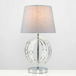 MINISUN 2 X Chrome Acrylic Jewel Touch Table Lamps With Grey Light Shades -MINISUN Shop 13732038 2