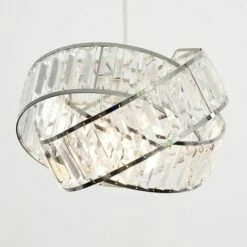 MINISUN 2 X Chrome & Clear Acrylic Jewel Ring Ceiling Pendant Light Shades - No Bulbs -MINISUN Shop 13732047 2
