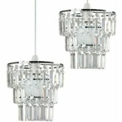MINISUN 2 X 3 Tier Ceiling Pendant Light Shades With Clear Acrylic Jewel Droplets
